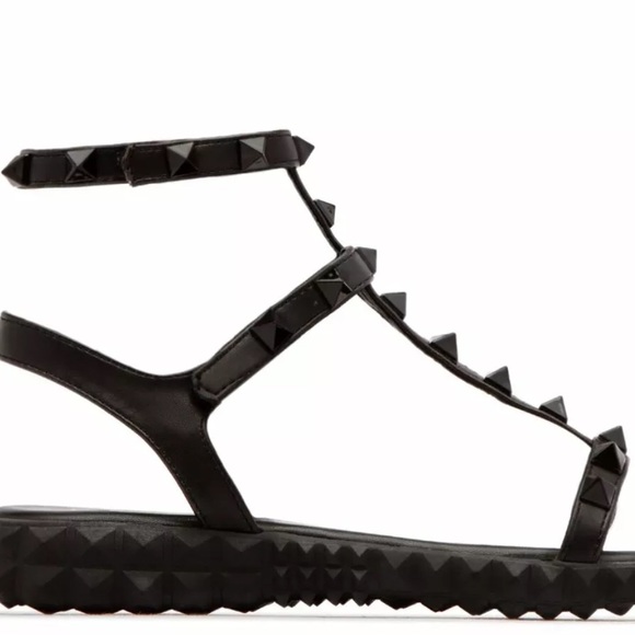 Black studded strappy sandal - Picture 4 of 7